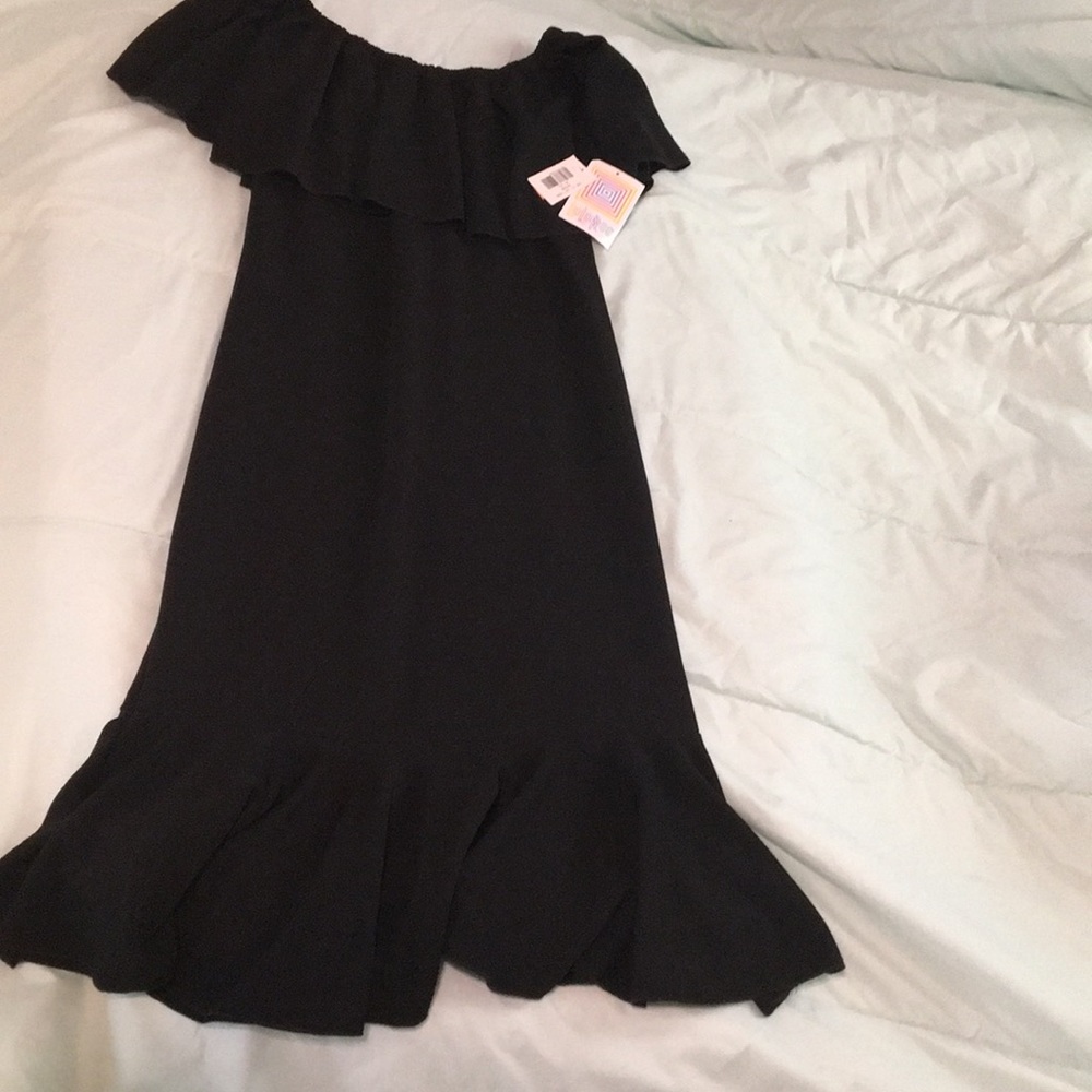 Lularoe black ruffle dress size M off shoulder